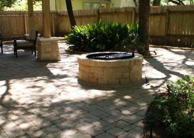 Pavers with firepit made of rock
