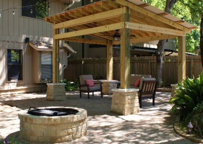 Alphascapes-pergola with stone firepit