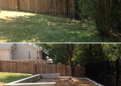 Seating wall/retaining wall and metal fence
