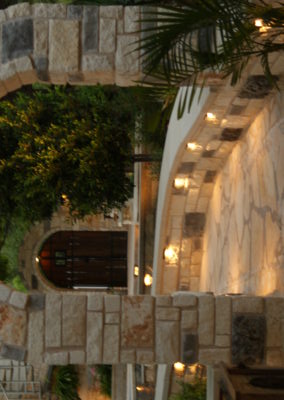 Mixed limestone arch with LED lighting